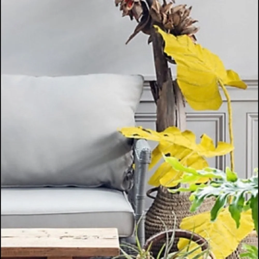 Anthropologie Canvas Yellow Anthurium Leaf